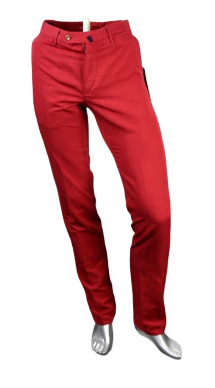 $450 NWT Incotex Red Regular Fit Chinolino Linen Cotton Dress Pants Size 46/30